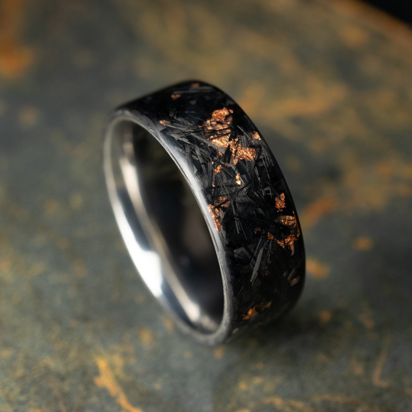 Matte Copper Chopped Carbon Fiber, Lined With Titanium