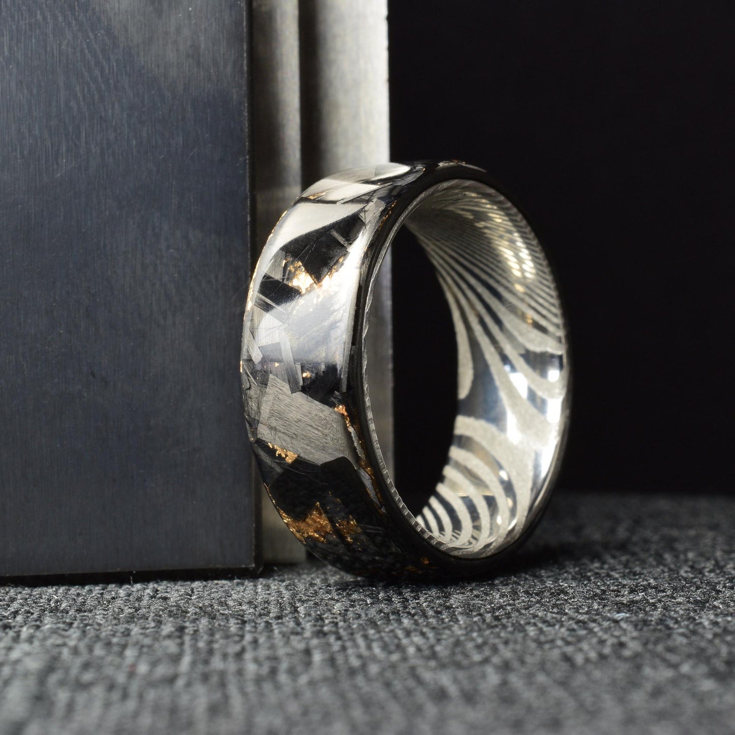 NEW! Polished Rose Gold Chopped LG Carbon Fiber Lined With Stainless Steel Damascus