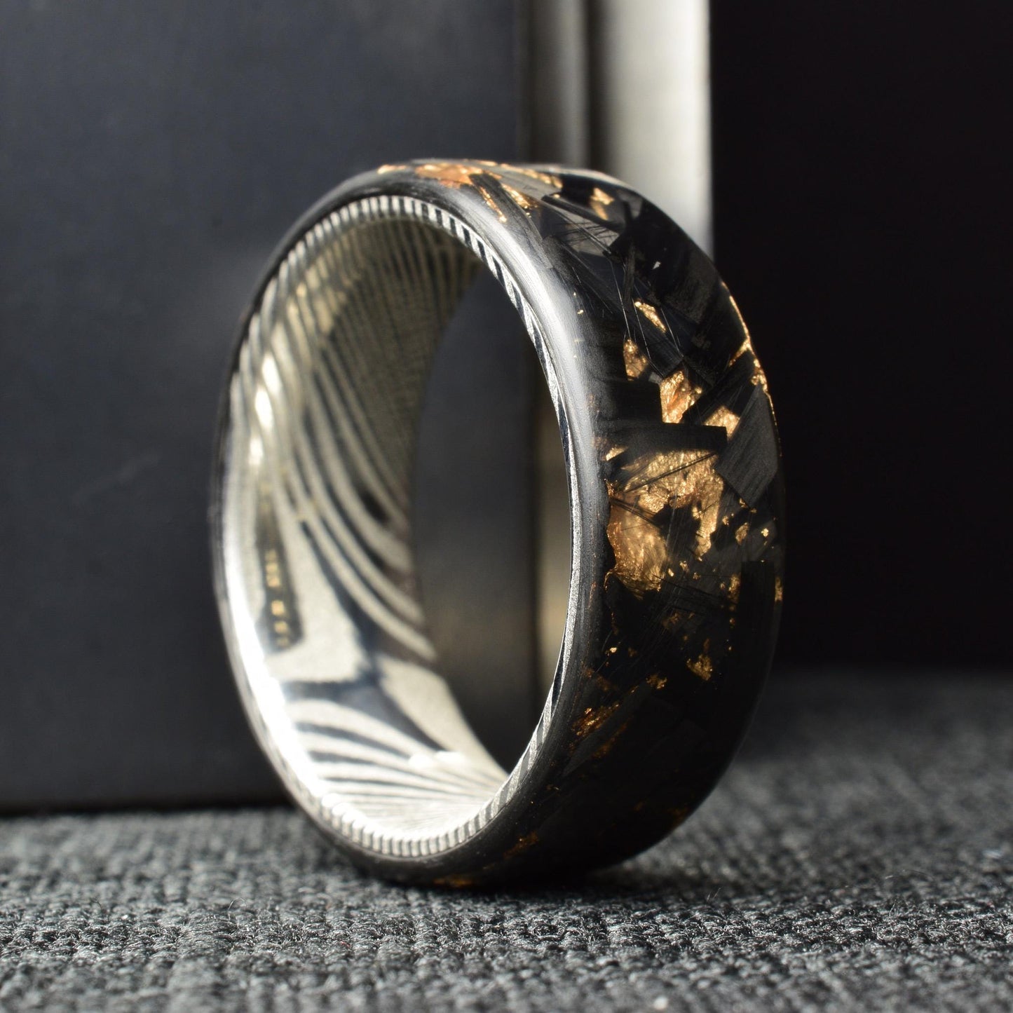 NEW! Matte Rose Gold Chopped LG Carbon Fiber Lined With Stainless Steel Damascus