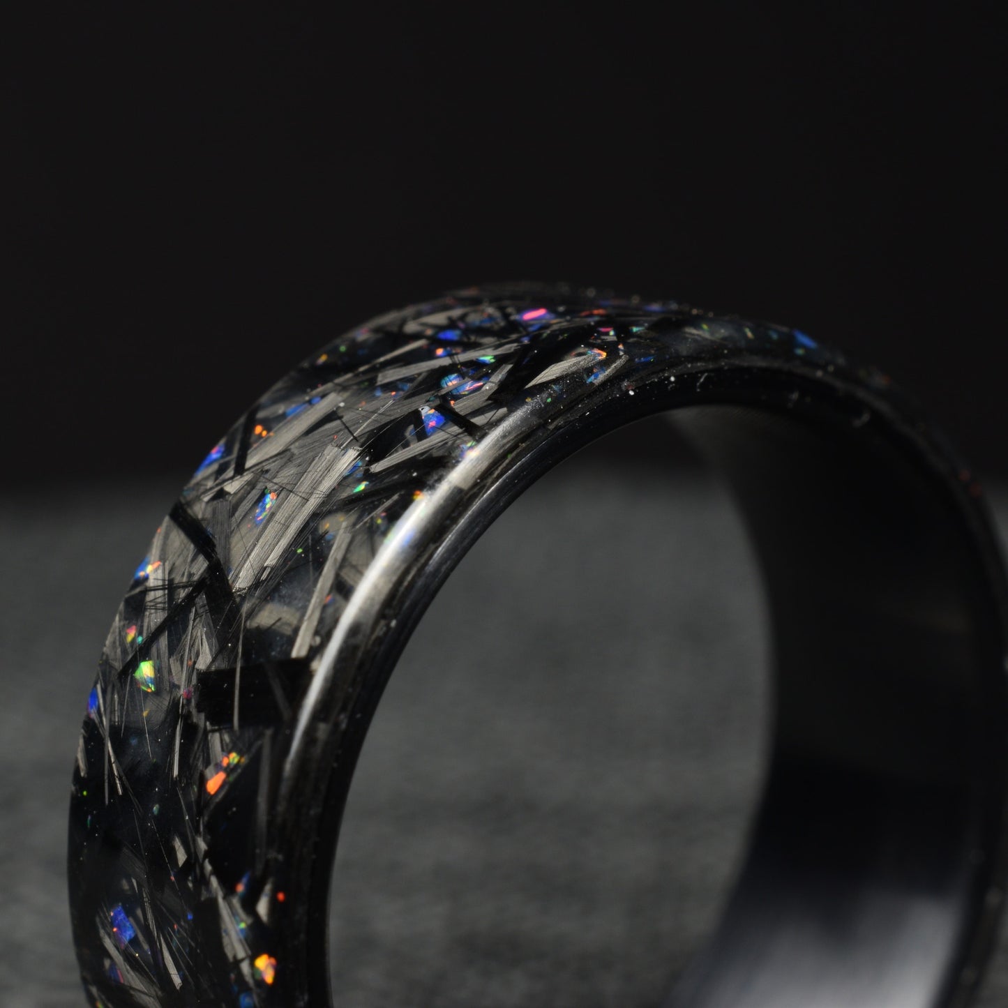 Midnight Forge - Matte Deep Blue Opal Chopped Carbon Fiber with Black Titanium
