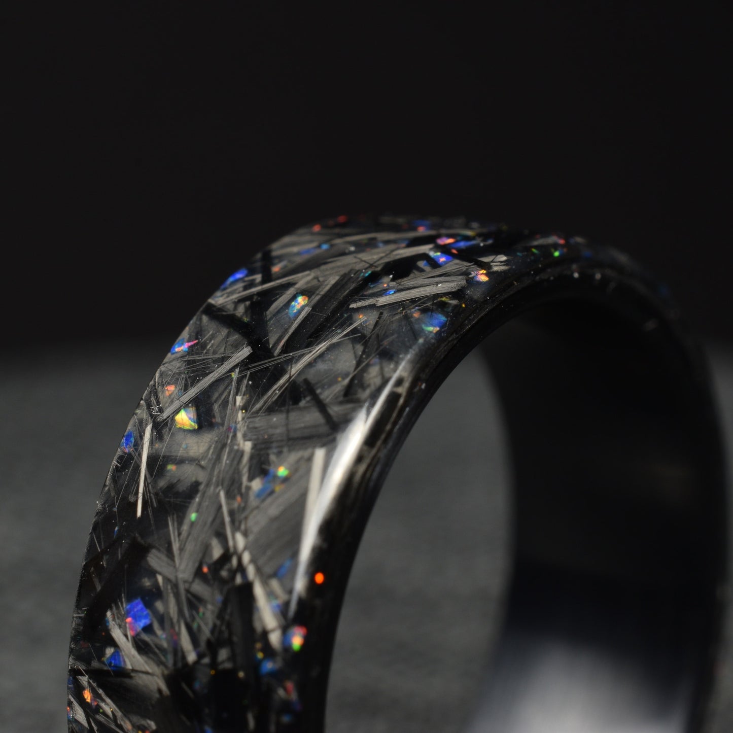 Midnight Forge - Matte Deep Blue Opal Chopped Carbon Fiber with Black Titanium