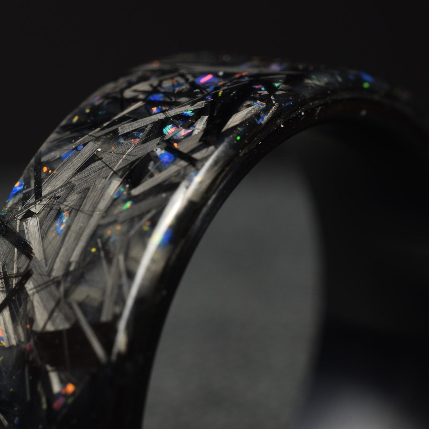 Midnight Forge - Matte Deep Blue Opal Chopped Carbon Fiber with Black Titanium