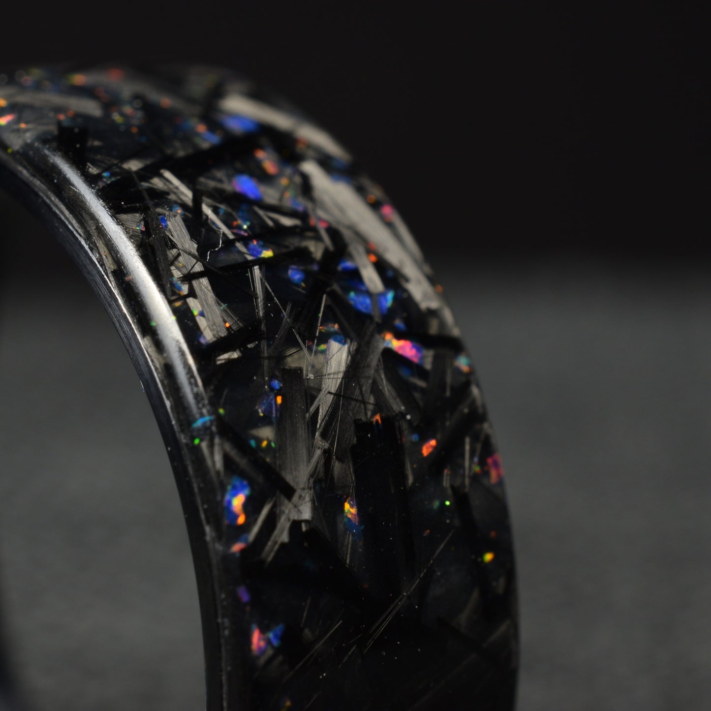 Midnight Forge - Matte Deep Blue Opal Chopped Carbon Fiber with Black Titanium