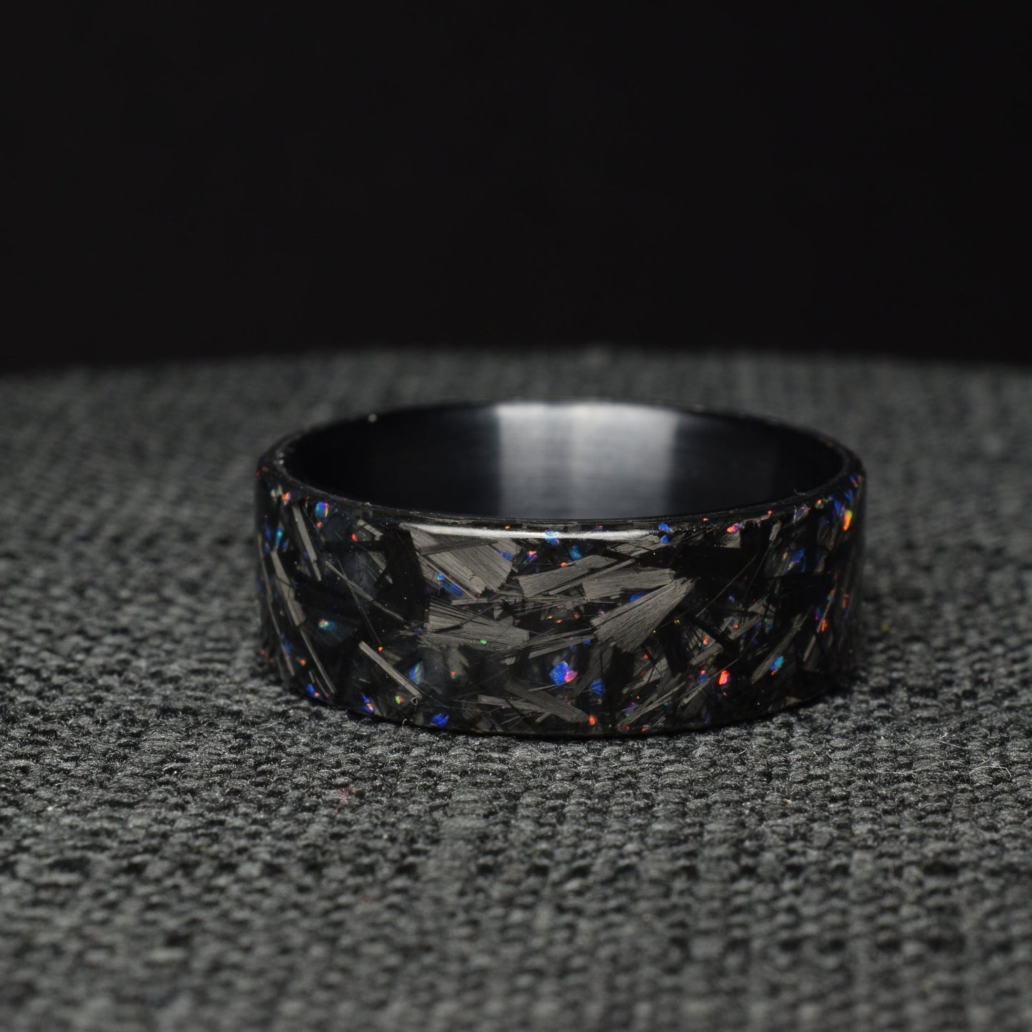 Midnight Forge - Matte Deep Blue Opal Chopped Carbon Fiber with Black Titanium
