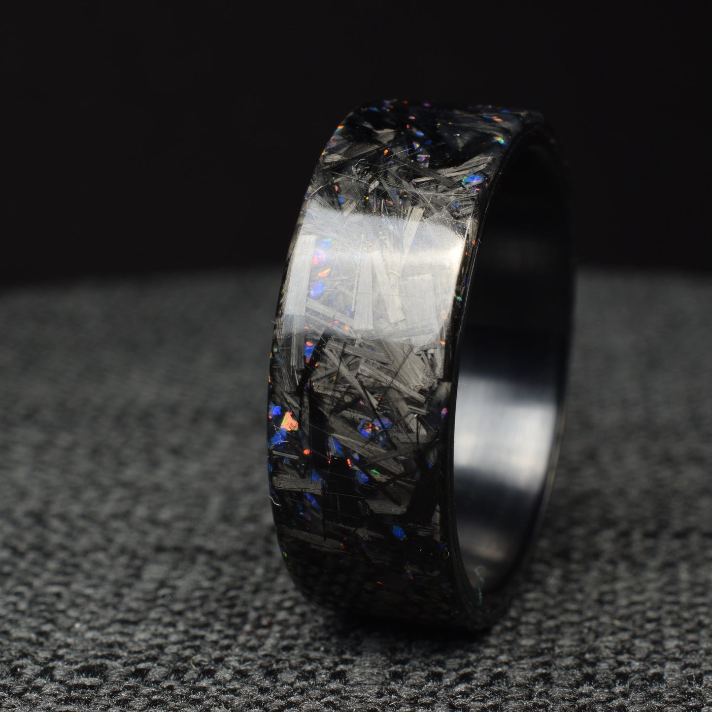 Midnight Forge - Matte Deep Blue Opal Chopped Carbon Fiber with Black Titanium
