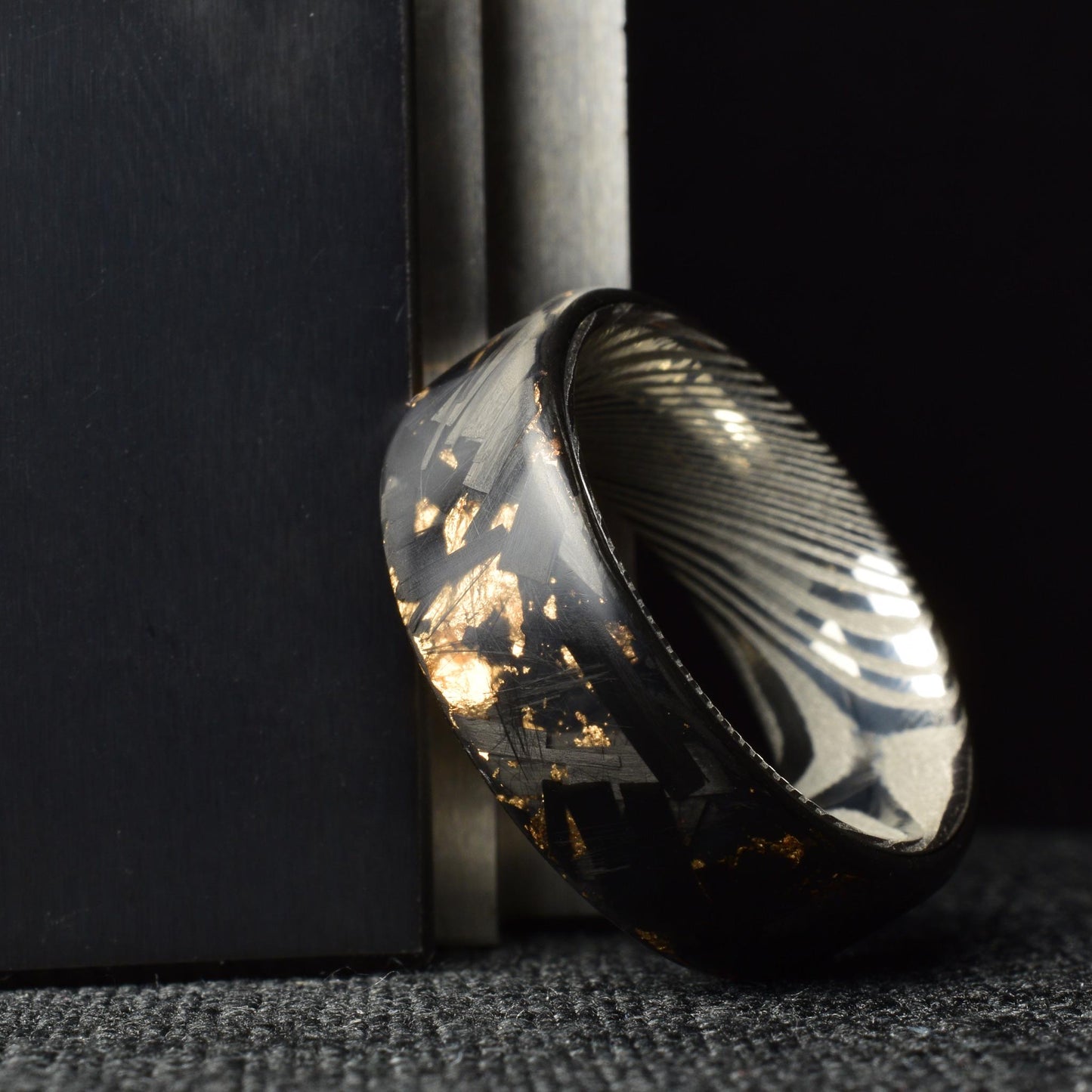 Matte Rose Gold Chopped Lg Carbon Fiber Lined With Stainless Steel Damascus. Forged Carbon Fiber. Exclusive. Durable.