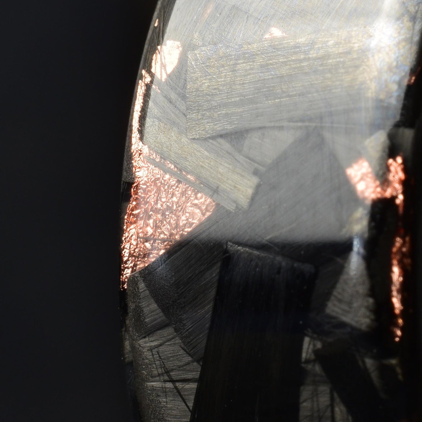 Polished Copper Chopped Lg Carbon Fiber Lined With Comfort Fit Titanium. Forged Carbon Fiber. Black Ring. Unique. (Copy)