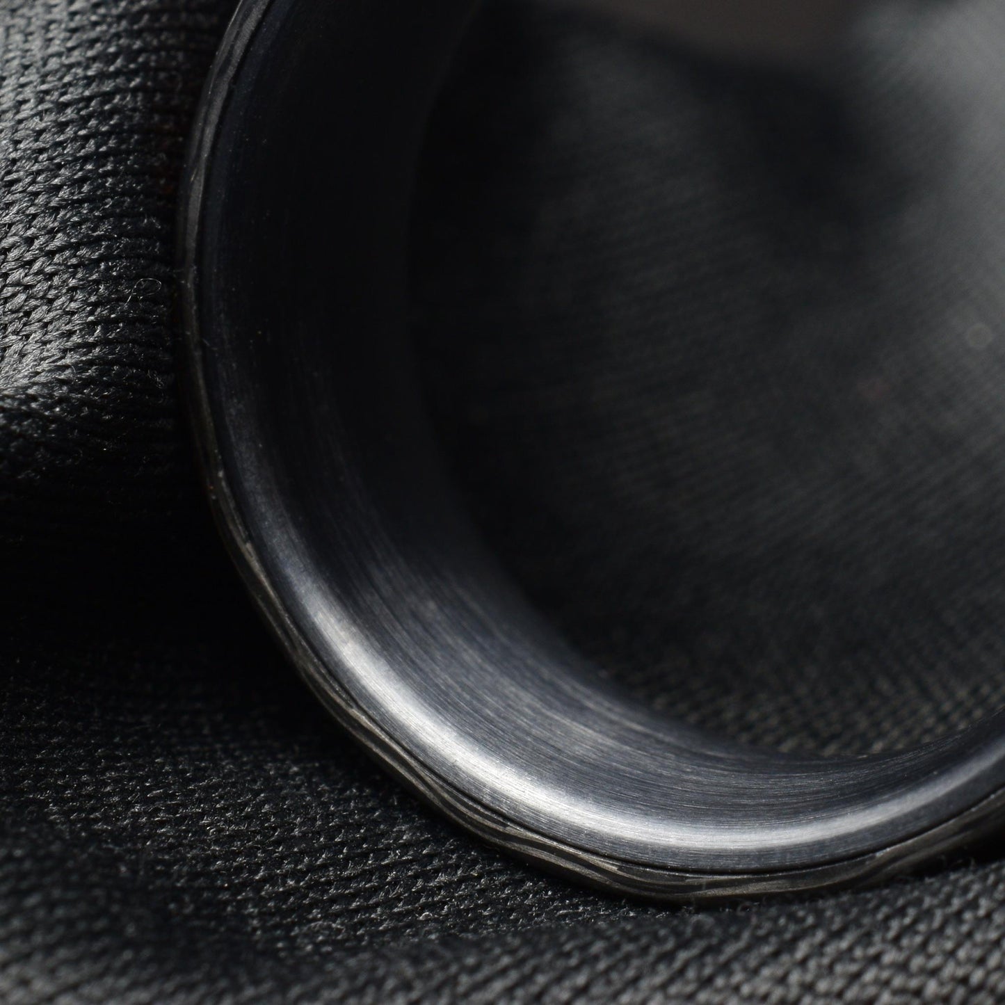 Matte Copper Chopped Carbon Fiber Lined With Brushed Black Titanium Cuff. New Exclusive Designs. Black Wedding Ring.