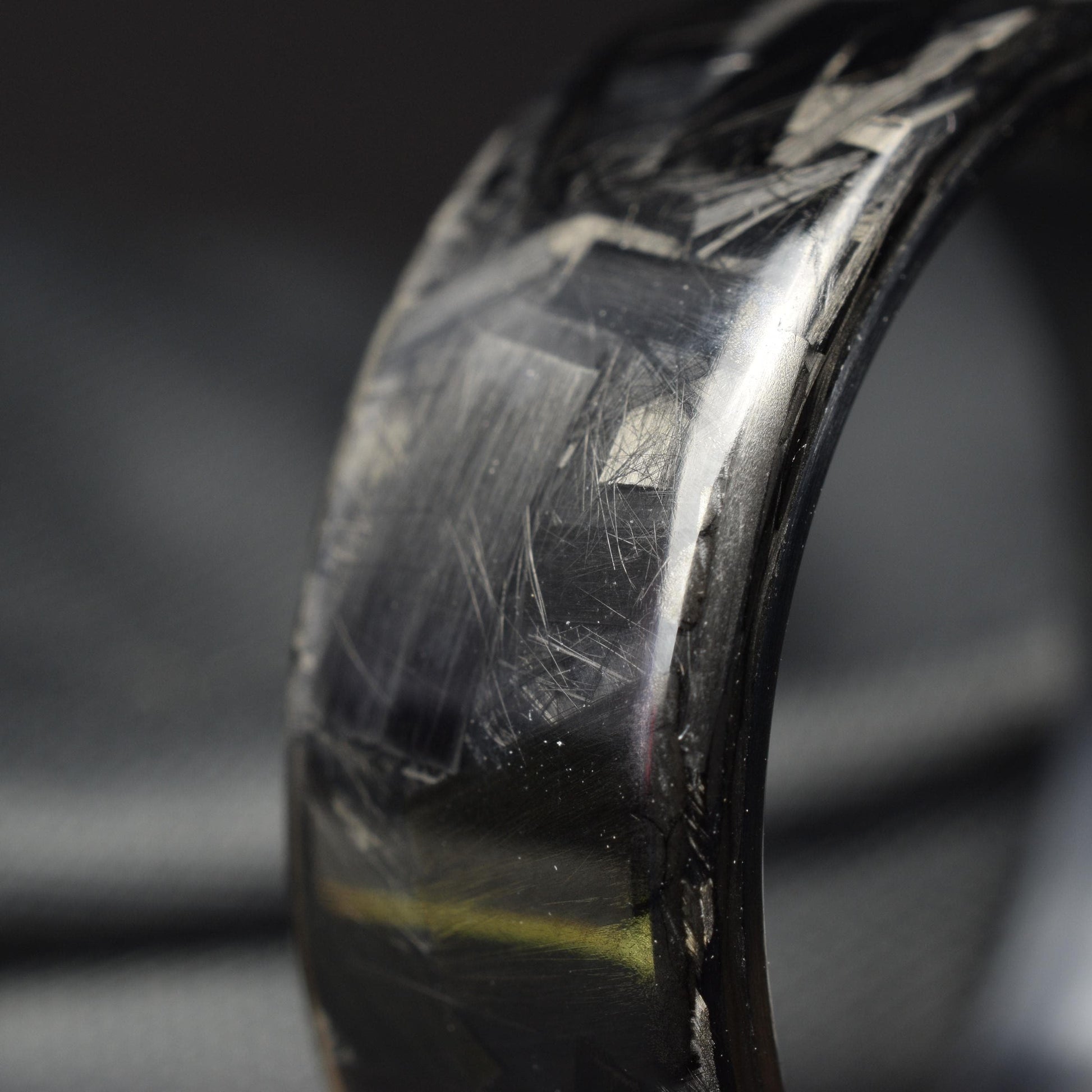 Polished Large Chopped Carbon Fiber Ring with Brushed Black Titanium Liner — Blackline GT view 9